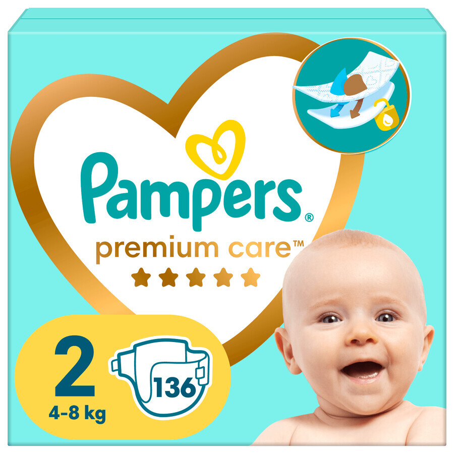 Pampers Premium Care, Windeln, Größe 2, 4-8 kg, 136 Stück