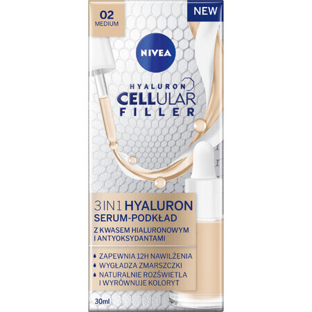 Nivea Hyaluron Cellular Filler 3in1, serum-primer, natuurlijke kleur, 30 ml