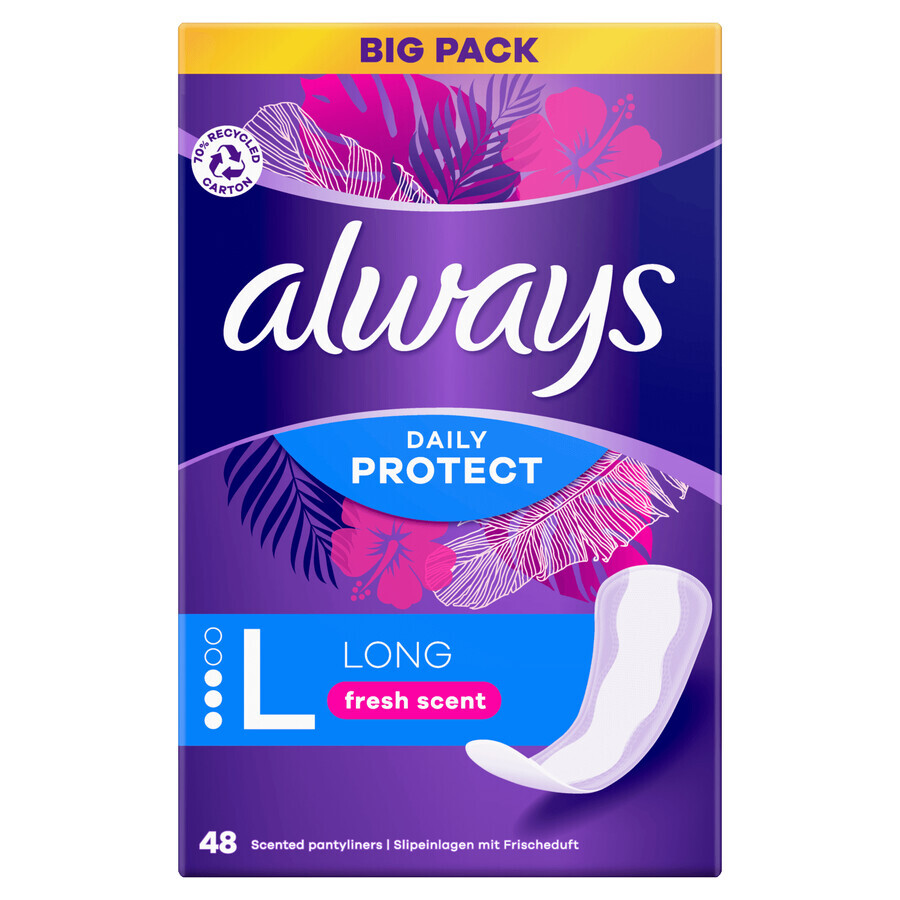 Always Daily Protect, fris ruikend maandverband, Lang, 48 stuks