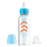 Dr Brown's bottle to cup set, standard bottle, 250ml + teat, from 6 months + spout without capsule, blue