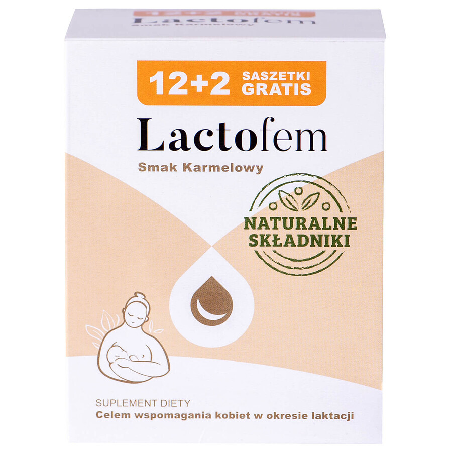 Lactofem, karamelsmaak, 12 sachets +2 sachets gratis