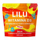 Lilu Kids Vitamine D3, natuurlijke jelly beans voor kinderen en volwassenen, sinaasappelsmaak, 200 stuks