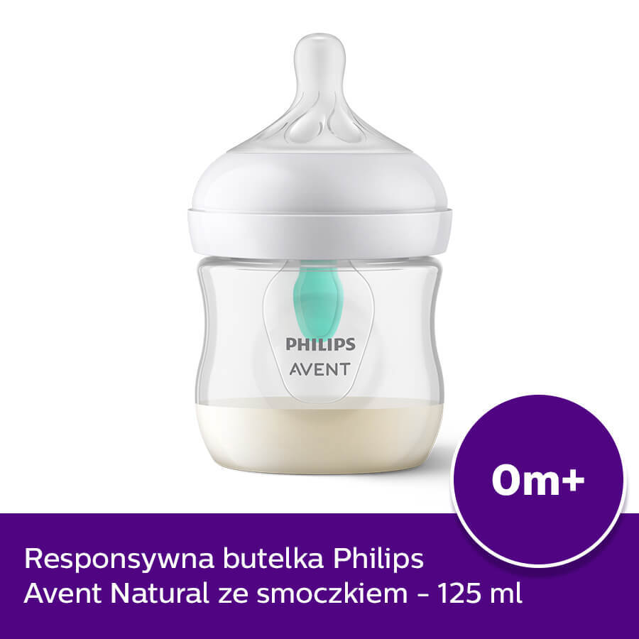 Avent Natural Response, fles met responsieve speen, met AirFree-ventiel, debiet 2, SCY670/01, vanaf de geboorte, 125 ml 