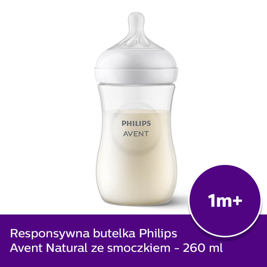 Avent Natural Response, biberon con tettarella reattiva, flusso 3, SCY903/01, dopo 1 mese, 260 ml 