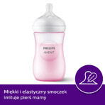 Avent Natural Response Baby Bottle with Reactive Teat, Pink, Flow 3, SCY903/11, After 1 Month, 260ml