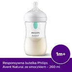 Avent Natural Response, biberón con tetina sensible, válvula AirFree, flujo 3, SCY673/01, después de 1 mes, 260 ml