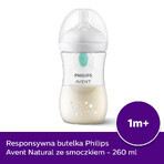 Avent Natural Response Reactive Teat Bottle with AirFree Valve, Teddy Bear, Flow 3, SCY673/82, After 1 Month, 260ml