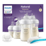 Avent Natural Response, set van 4 responsieve flessen + reinigingsborstel + ultrazachte fopspeen, SCD838/11