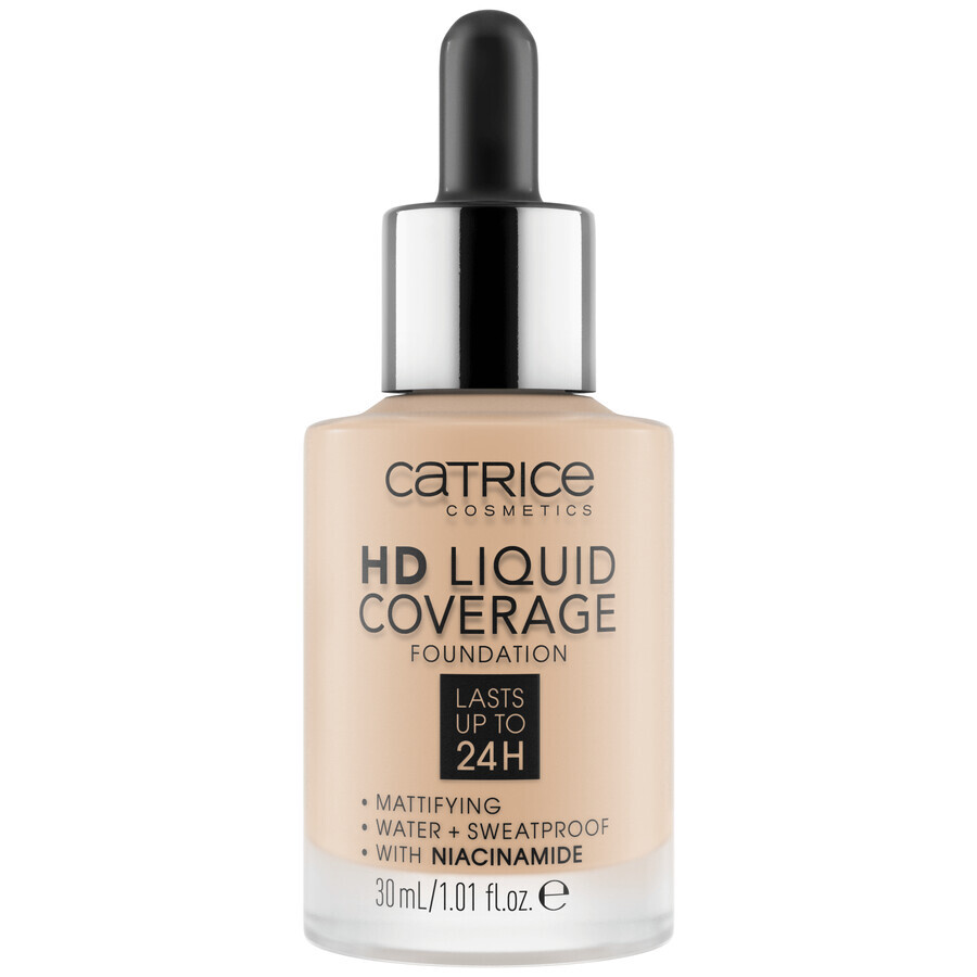 Catrice HD Liquid Coverage Foundation 24H, vloeibare foundation, 010 Licht Beige, 30 ml