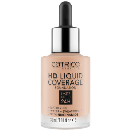 Catrice HD Liquid Coverage Foundation 24H, fond de teint liquide, 020 Rose Beige, 30 ml