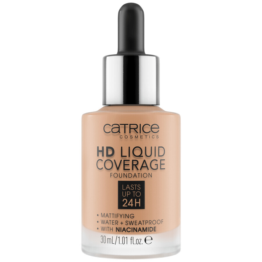 Catrice HD Liquid Coverage Foundation 24H, foundation with liquid coverage, 040 Warm Beige, 30 ml