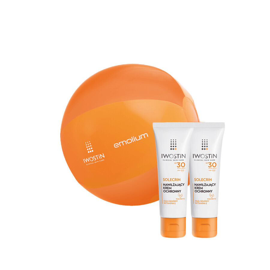 Iwostin Solecrin Set, Protective Moisturizer for Children Over 6 Months, SPF 30, 2 x 50ml + Free Beach Ball