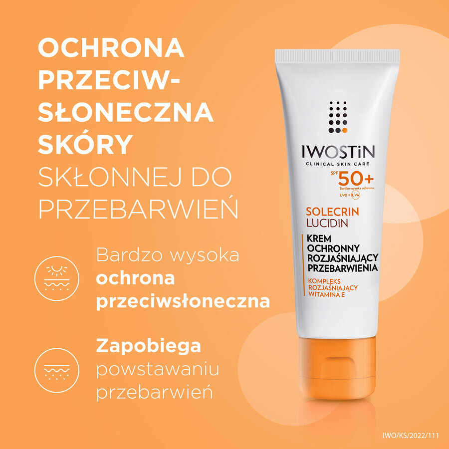 Iwostin Solecrin Lucidin Set, Schutzcreme Aufhellung Hyperpigmentierung, SPF 50+, 2 x 50 ml + Strandball gratis