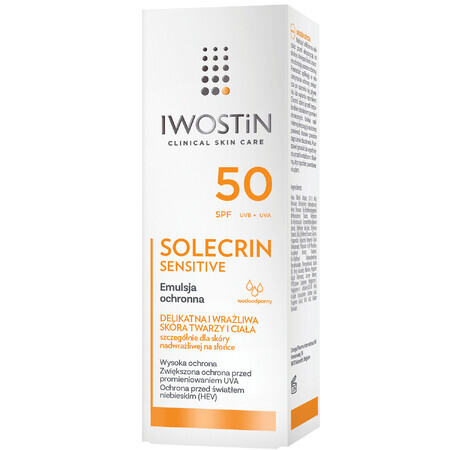 Iwostin Solecrin Sensitive set, émulsion protectrice SPF 50, peau sensible, 2 x 100 ml + ballon de plage gratuit