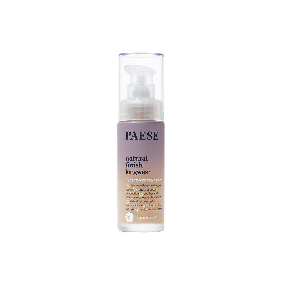 Paese Nanorevit, langhoudende foundation met een natuurlijke finish, 2.5 Sand Beige, 30 ml