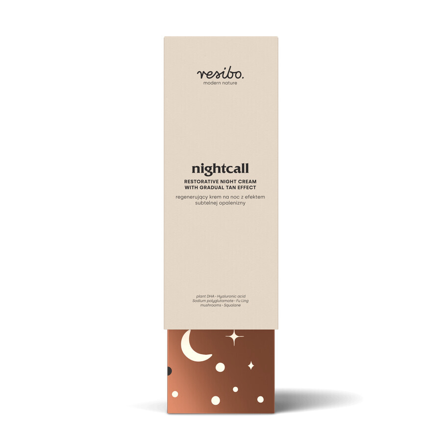 Resibo Nightcall, crème de nuit régénérante avec un effet bronzant subtil, 50 ml