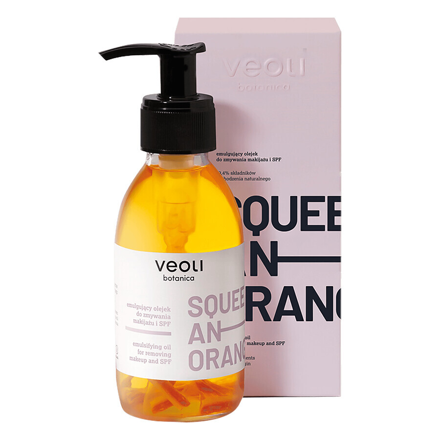 Veoli Botanica Squeeze An Orange, huile démaquillante émulsifiante et SPF, parfum orange, 132.7 g