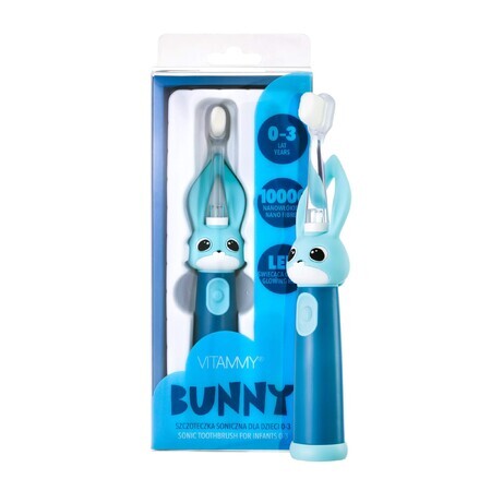 Vitammy Bunny, sonische tandenborstel voor kinderen, blauw, 0-3 jaar, 1 stuk