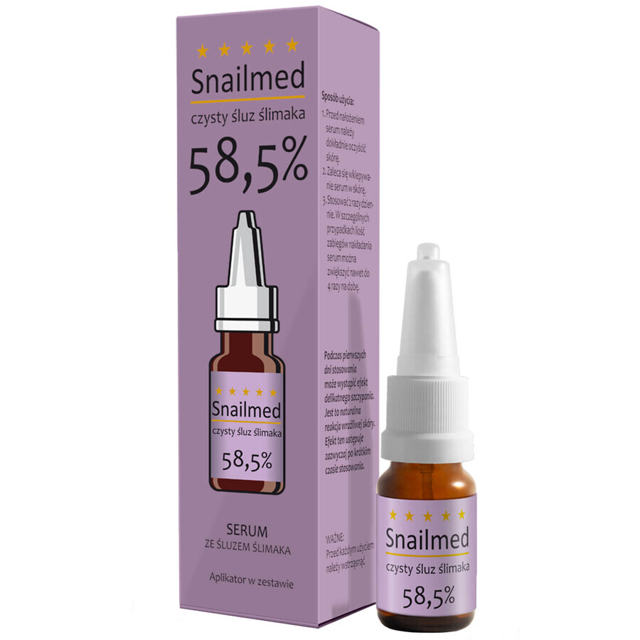 Snailmed Pure Snail Mucus 58,5%, siero viso anti-età, 8 ml