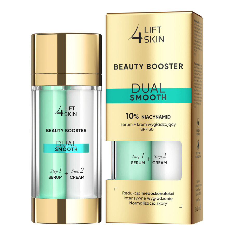 Set Lift4Skin Beauty Booster Dual Smooth, ser 10% niacinamidă, 15 ml + cremă de netezire, SPF 30, 15 ml