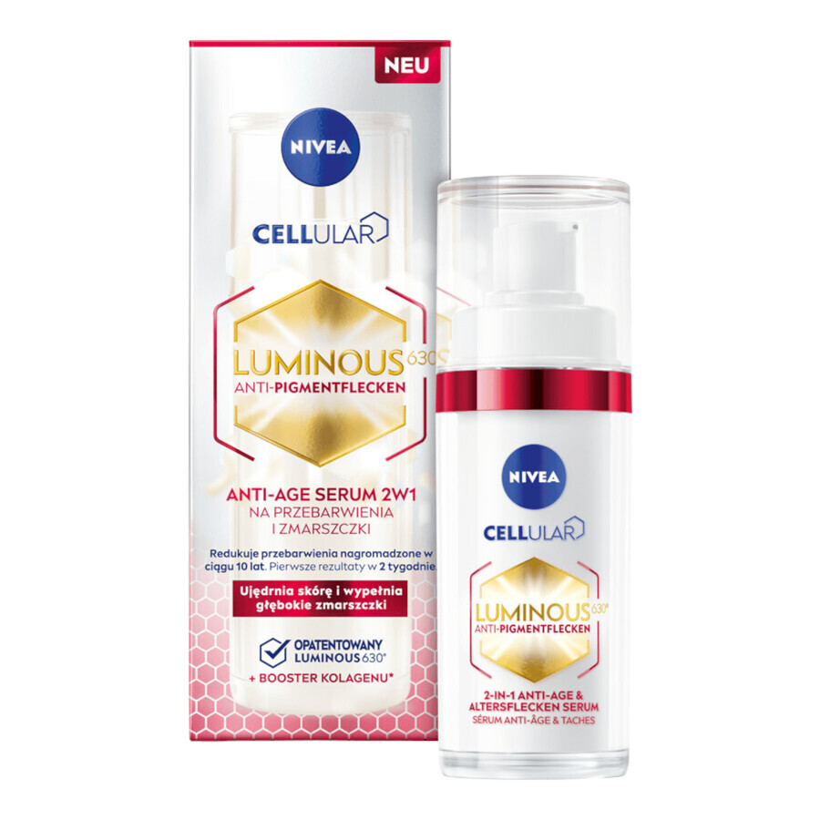 Nivea Cellular Luminous 630, ser anti-îmbătrânire 2 în 1 pentru hiperpigmentare și riduri, 30 ml