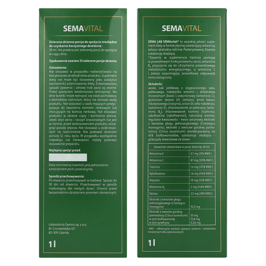 SEMA Lab SEMAVital Tonic, 1000 ml