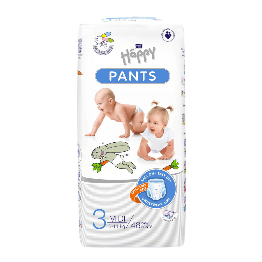 Bella Baby Happy Pants, diapers, size 3 Midi, 6-11 kg, 48 pcs