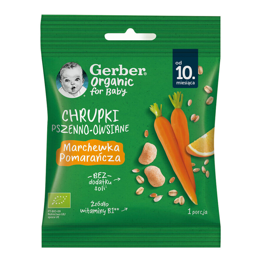 Gerber Bio tarwe- en haverchips, wortel, sinaasappel, na 10 maanden, 7 g