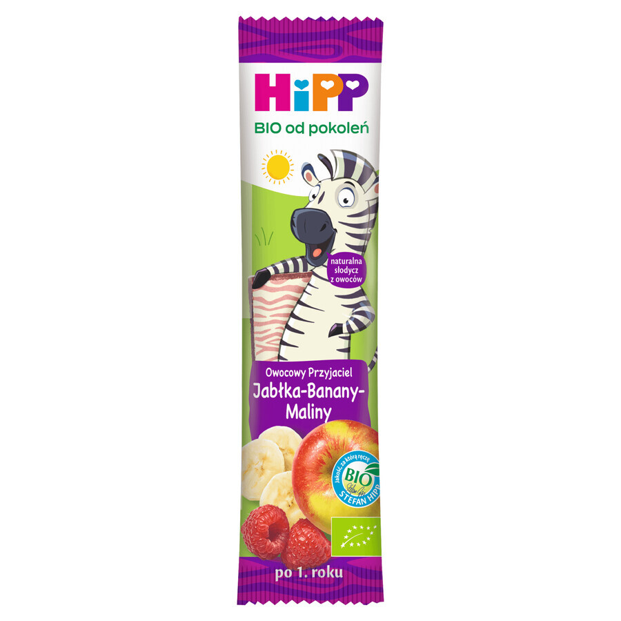 HiPP BIO Fruit Friend Bio bar, măr, banană, zmeură, după 1 an, 23 g