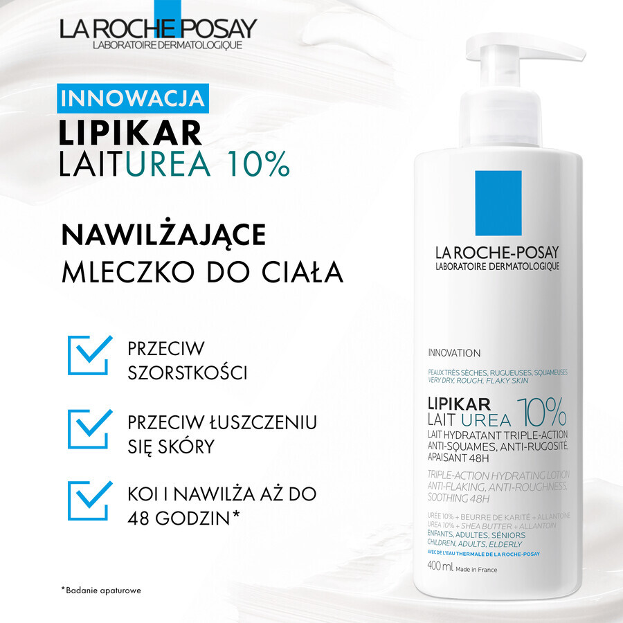 La Roche-Posay Lipikar Lait Urea 10%, latte idratante per il corpo, 400 ml