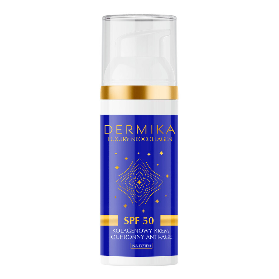 Dermika Luxury Neocollagen, crema protectora de día antiedad con colágeno, SPF 50, 50 ml