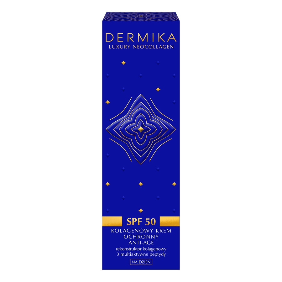 Dermika Luxury Neocollagen, crema protectora de día antiedad con colágeno, SPF 50, 50 ml