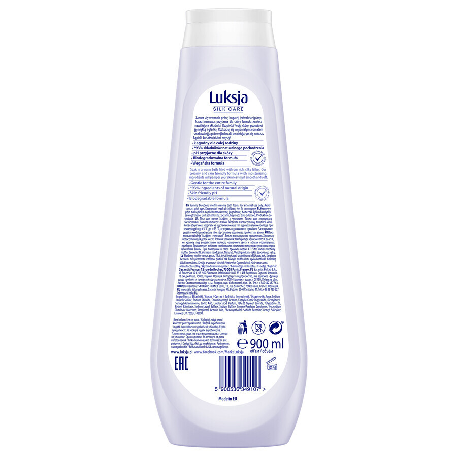 Luxja Silk Care Creamy Bath Lotion Tasty Berry Cake 900ml