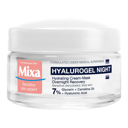 Hyalurogel crema-maschera notte idratante con acido ialuronico, 50 ml, Mixa