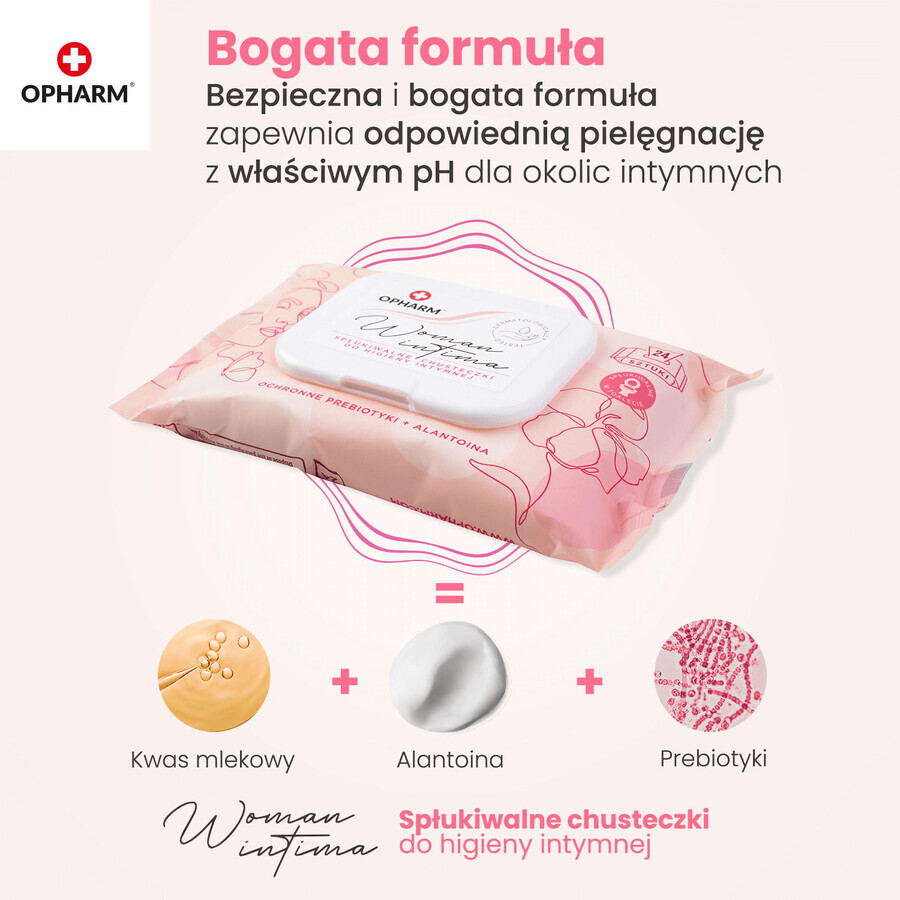 Opharm Woman Intima, salviette per l'igiene intima, 24 pezzi