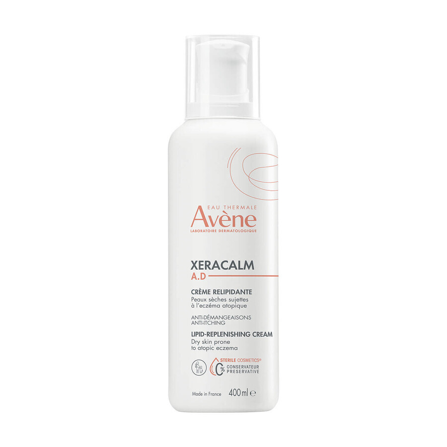 Avene XeraCalm A.D, lipide-aanvullende crème voor gezicht en lichaam, zeer droge, atopische en jeukende huid, 400 ml