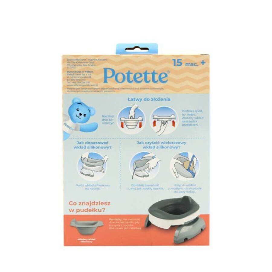 Potette Plus, inserto per vasino pieghevole in silicone, grigio, 1 pezzo