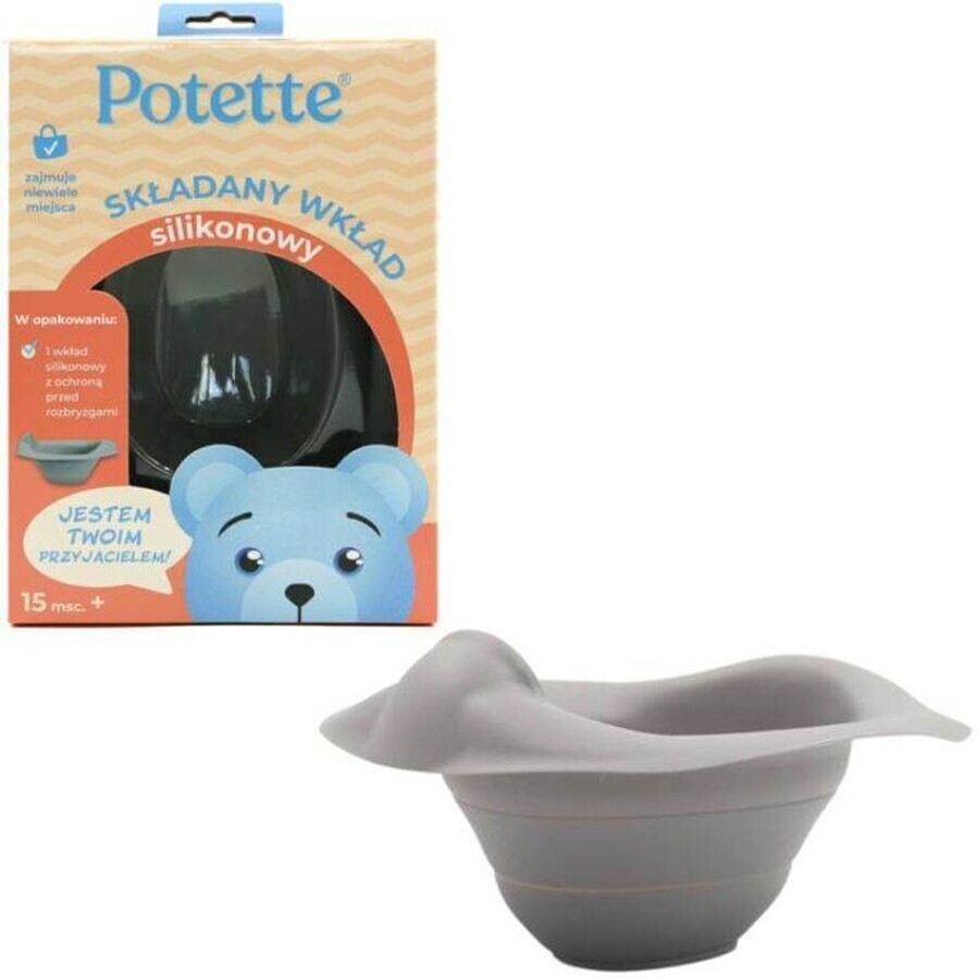 Potette Plus, inserto per vasino pieghevole in silicone, grigio, 1 pezzo