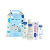 Mustela Little Baby Care set, wasgel, 200 ml + shampoo, 200 ml + gezichtscrème, 40 ml + luiercrème 1-2-3, 50 ml