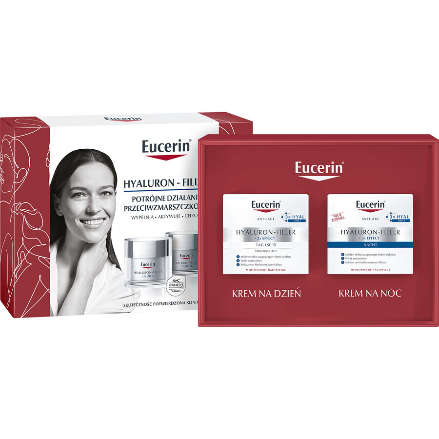 Eucerin Hyaluron-Filler set, day cream, SPF 15, 50 ml + night cream, 50 ml