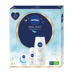 Set Nivea Feel Soft, Cremă hidratantă intensivă pentru față, corp și mâini, 100 ml + Original Care, antiperspirant roll-on, 48h, 50 ml + Creme Soft, gel de duș, 250 ml 