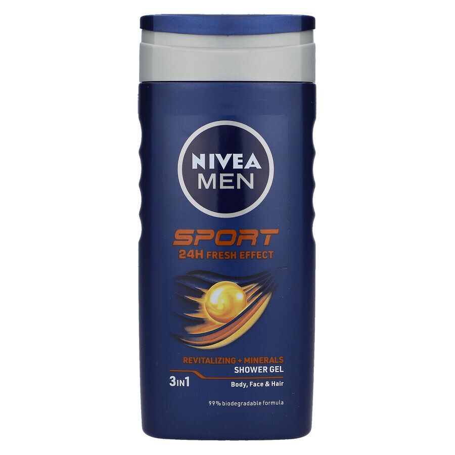 Set Nivea Men Sport Beat, anti-transpirant roll-on, 48h, Ultimate Impact, 50 ml + gel douche 3-en-1 pour le visage, le corps et les cheveux, 250 ml