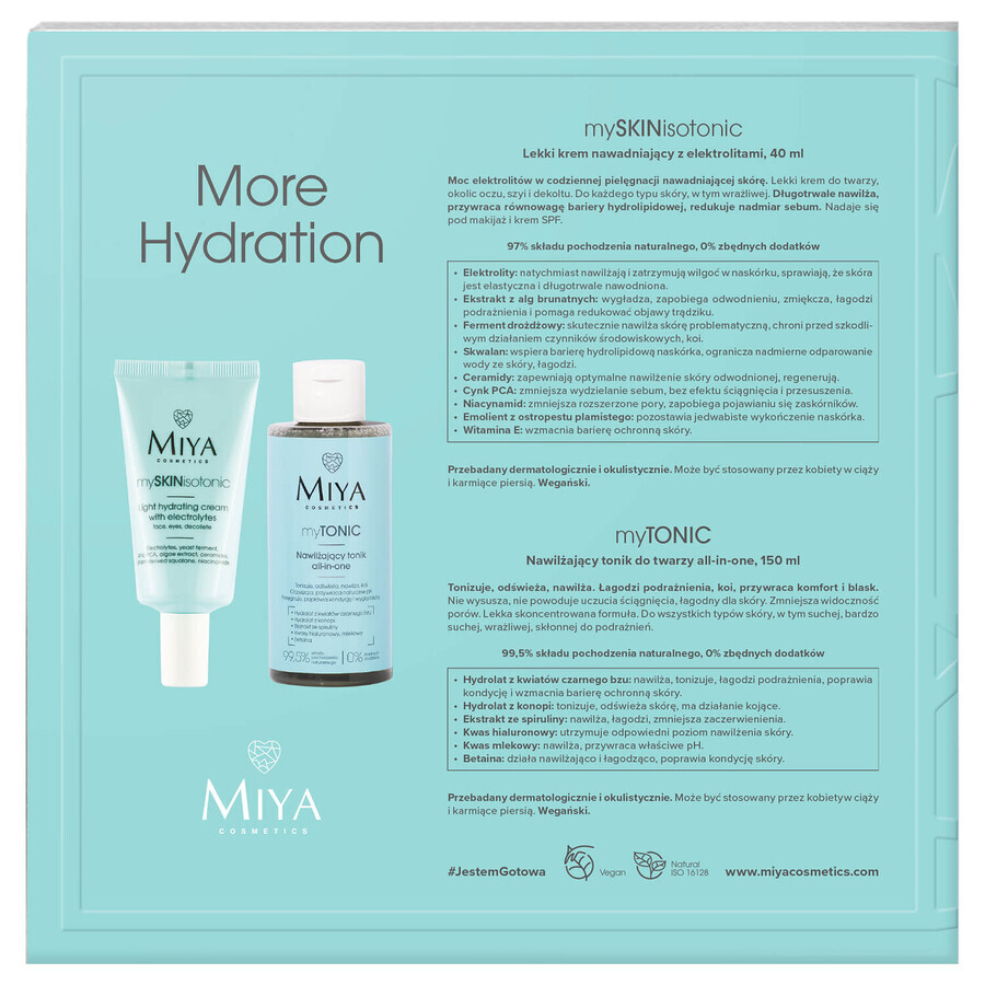 Miya Meer hydratatie kit, licht hydraterende crème, 40 ml + hydraterende toner, 150 ml