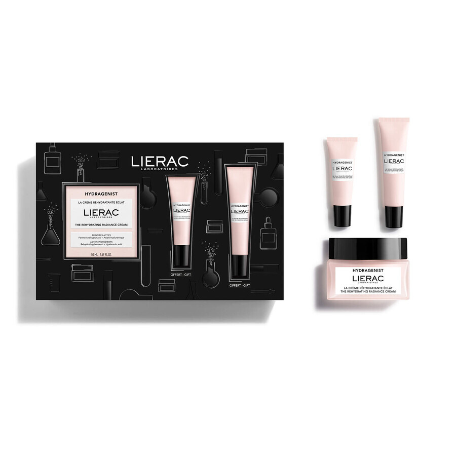 Lierac Hydragenist set, crème hydratante illuminante, 50 ml + sérum, 15 ml + crème pour les yeux, 7,5 ml en cadeau