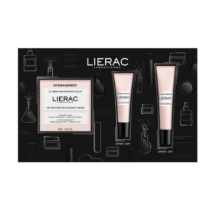 Lierac Hydragenist set, crème hydratante illuminante, 50 ml + sérum, 15 ml + crème pour les yeux, 7,5 ml en cadeau