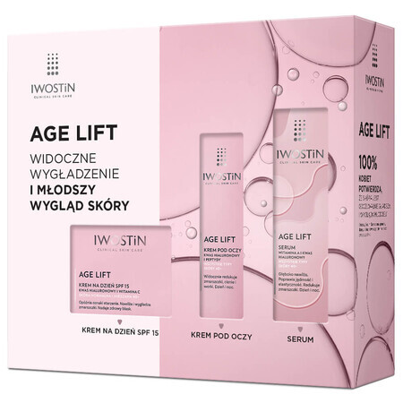 Iwostin Age Lift set, crème de jour, peau normale et mixte, SPF 15, 50 ml + crème pour les yeux, 15 ml + sérum anti-rides, 30 ml