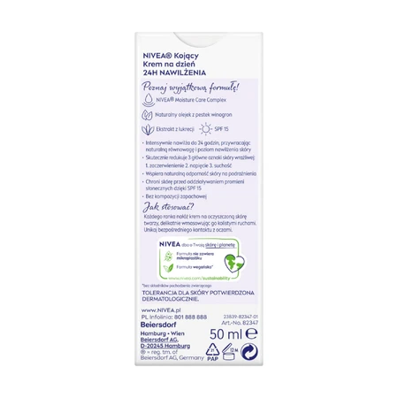 Nivea 24H Hydration, Beruhigende Tagescreme, SPF 15, 50 ml
