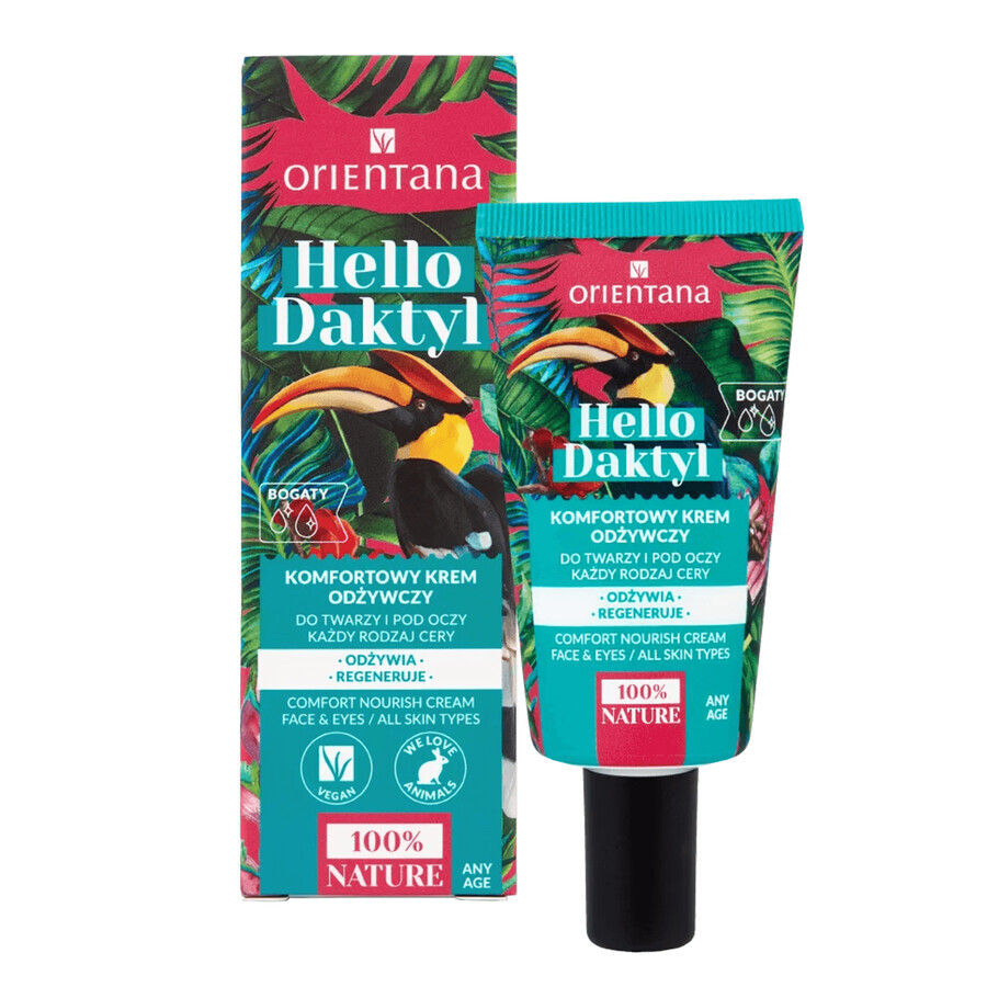 Orientana Hello Date Jungle Beauty BOX set, crema nutriente comfort, 40 ml, crema idratante unica, 40 ml + candela di soia