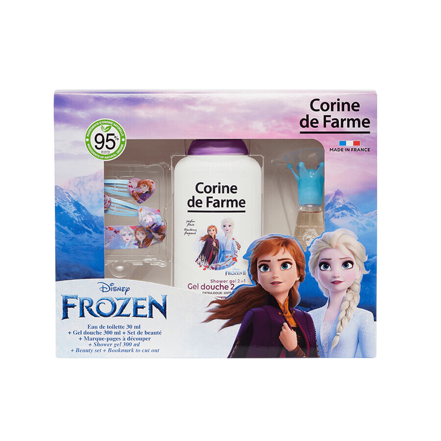 Corine De Farme Disney Frozen set, eau de toilette, 30 ml + douchegel, 300 ml + haarclips, 2 stuks + armband, 1 stuk