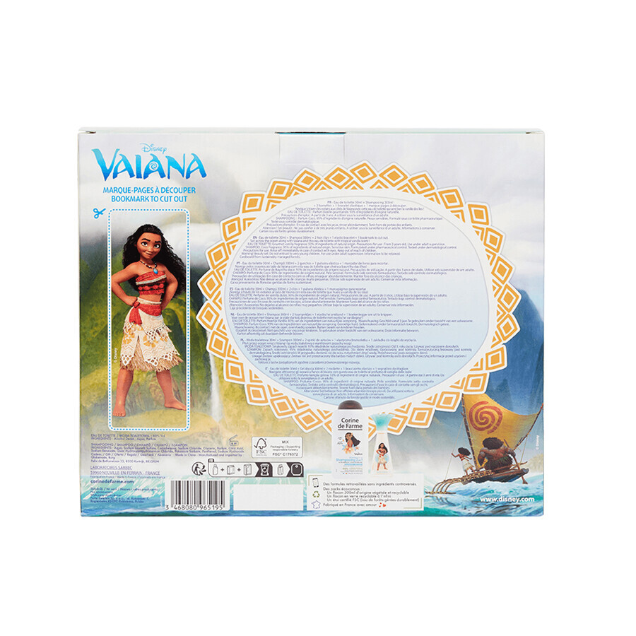 Corine De Farme Disney Vaiana set, eau de toilette, 30 ml + douchegel, 300 ml + haarclips, 2 stuks + armband, 1 stuk 